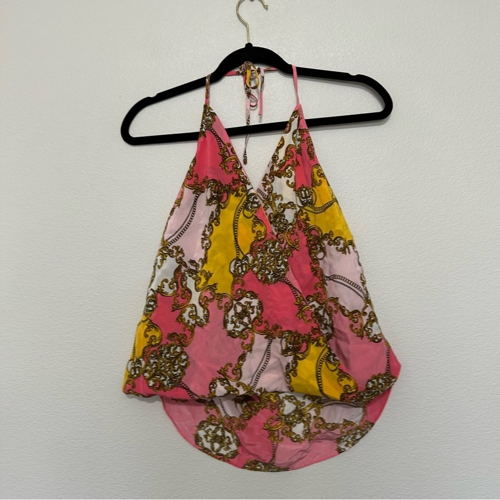 Victoria's Secret Pink and Yellow Patterned Halter Tank Top
